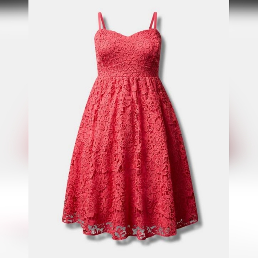 Torrid Midi Crochet Lace Sweetheart Dress